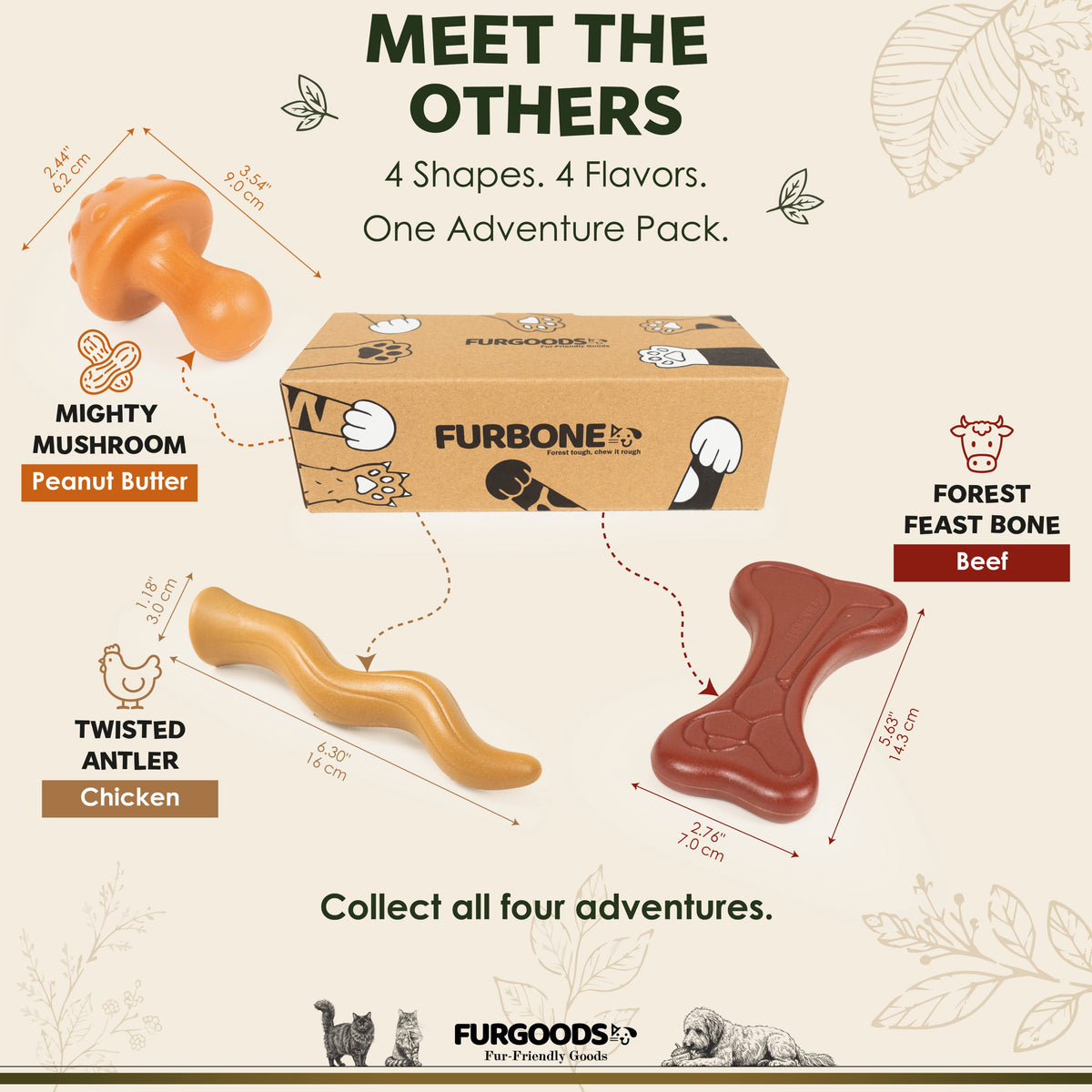 FURBONE Wild Stick Lammgeschmack Nylon-Hundeknochen, kleine & mittelgroße Rassen