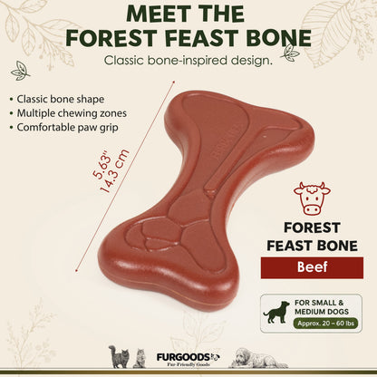 FURBONE Forest Feast Beef Flavored Nylon Dog Chew Bone, Small Medium Breeds