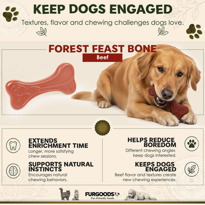 FURBONE Forest Feast Beef Flavored Nylon Dog Chew Bone, Small Medium Breeds