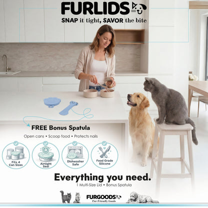 FURLIDS Blau Katzen-Hundefutterdosen-Deckel, luftdichter Silikondeckel Spatel 1 Stück