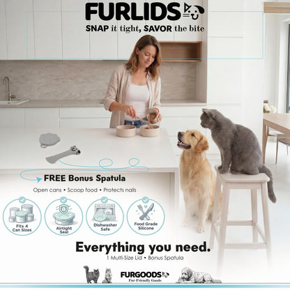FURLIDS Grijze Voerblikdeksel Kat Hond, Luchtdichte Siliconen Cover Spatel 1 Stuk