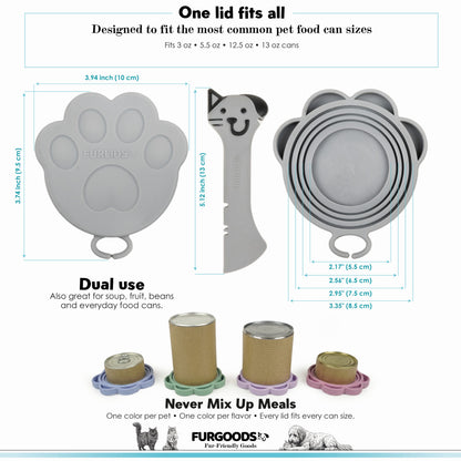 FURLIDS Katzen- und Hundefutterdosen-Deckel, 4er-Pack, luftdichte Silikonabdeckungen mit Spatel