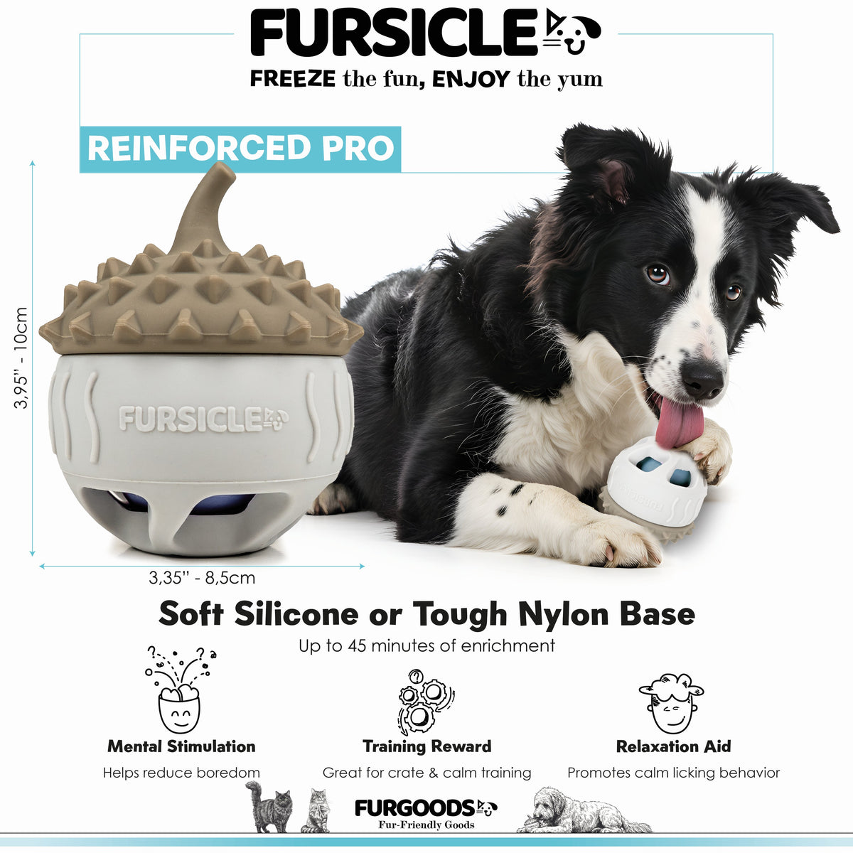 FURSICLE Pro Frozen Dog Treat Toy, befüllbarer Enrichment-Leckball mit Schale