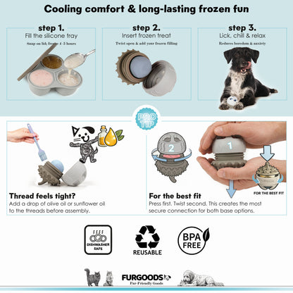 FURSICLE Pro Frozen Dog Treat Toy, befüllbarer Enrichment-Leckball mit Schale
