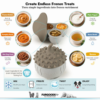 FURSICLE Pro Frozen Dog Treat Toy, befüllbarer Enrichment-Leckball mit Schale